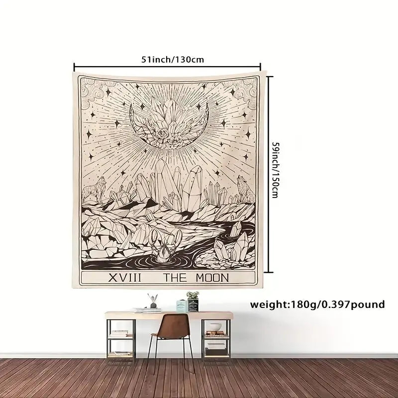 Celestial Tarot Moon Print Tapestry | Mystical Wall Art Decor Anakha H. Nyx