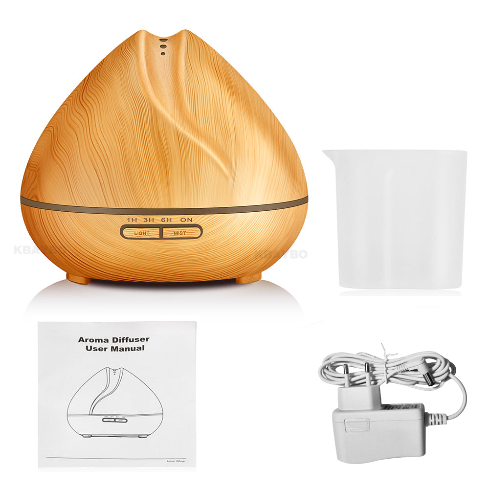 400ml Ultrasonic Essential Oil Diffuser - Faux Wood Cool Mist Humidifier