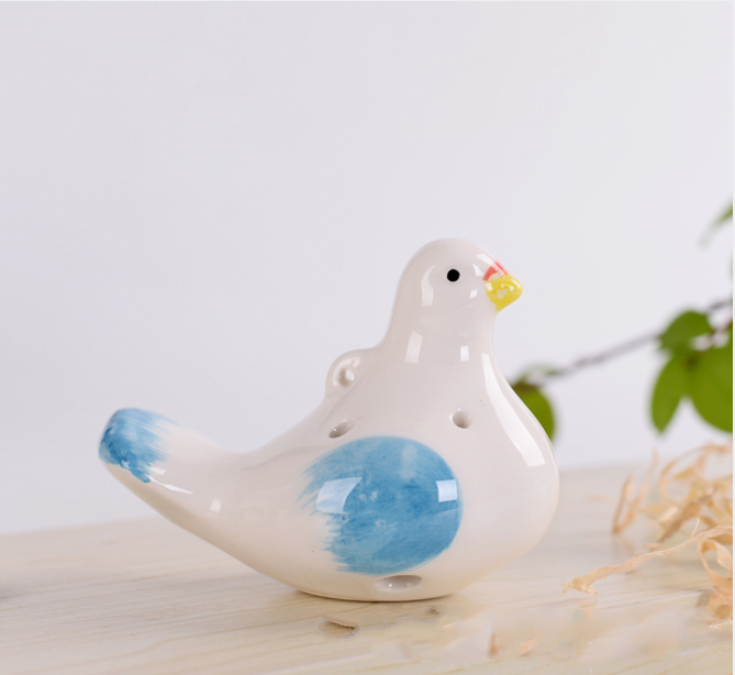 Celestial Flight: The Hand-Painted Pigeon 6-Hole Ceramic Ocarina