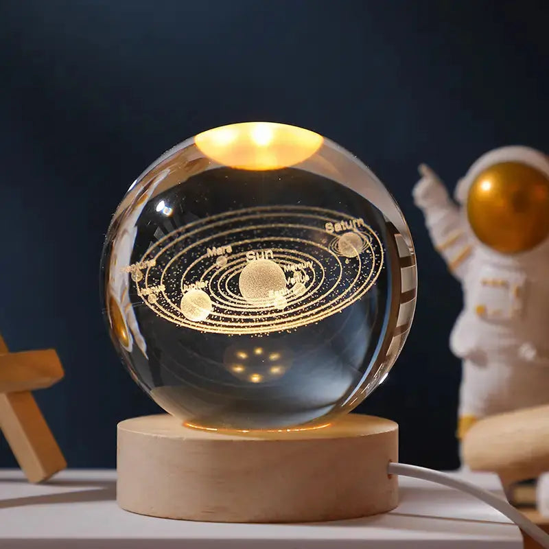 3D Laser-Engraved Cosmic Crystal Ball | Glowing Lunar & Solar System Desk Lamp Anakha H. Nyx