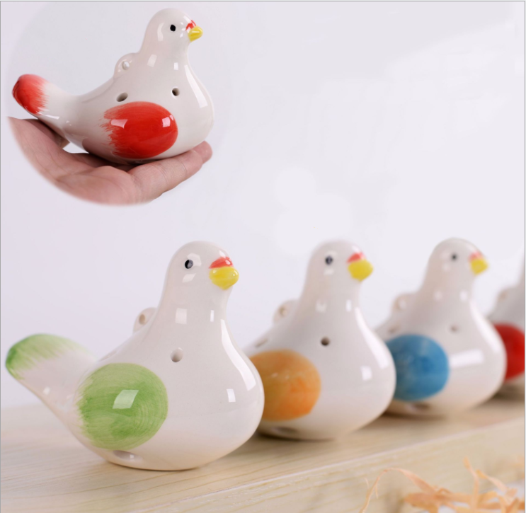 Celestial Flight: The Hand-Painted Pigeon 6-Hole Ceramic Ocarina