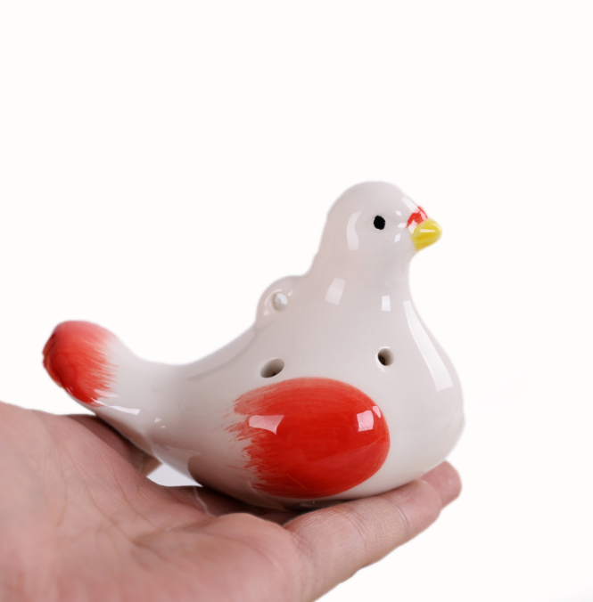 Celestial Flight: The Hand-Painted Pigeon 6-Hole Ceramic Ocarina