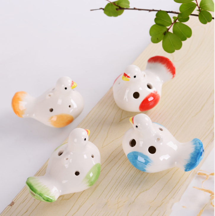 Celestial Flight: The Hand-Painted Pigeon 6-Hole Ceramic Ocarina