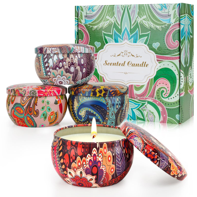 Artisanal Aromatherapy Scented Candles Box Set (4-Pack)