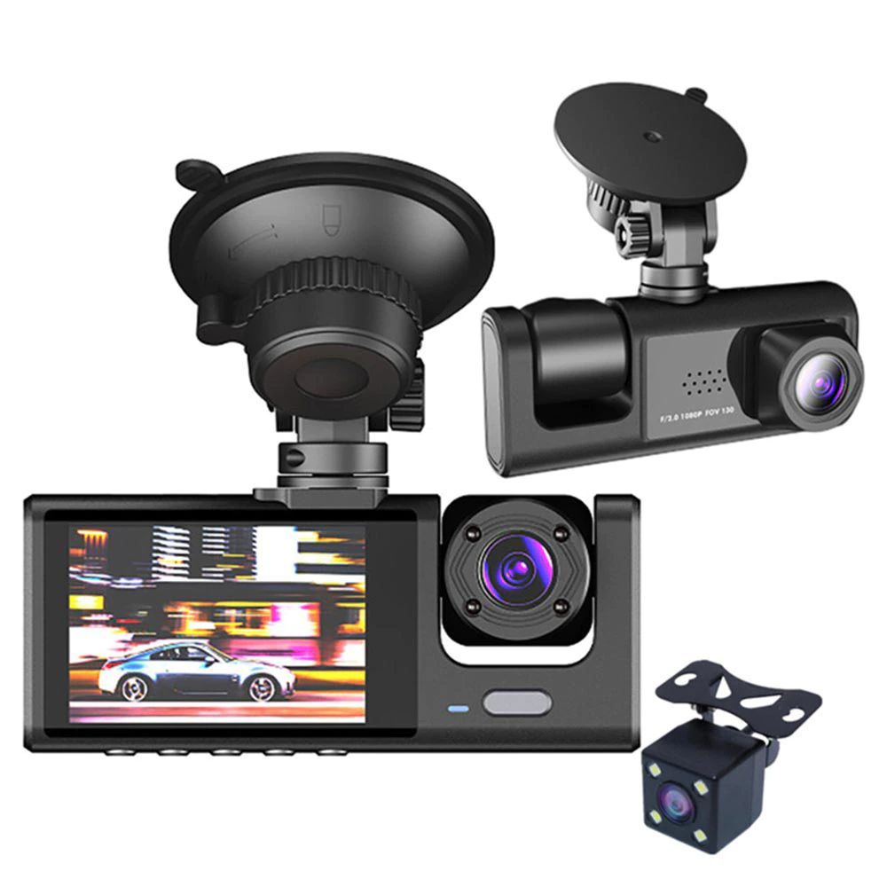 Car Triple Lens Dash Cam HD 1080P