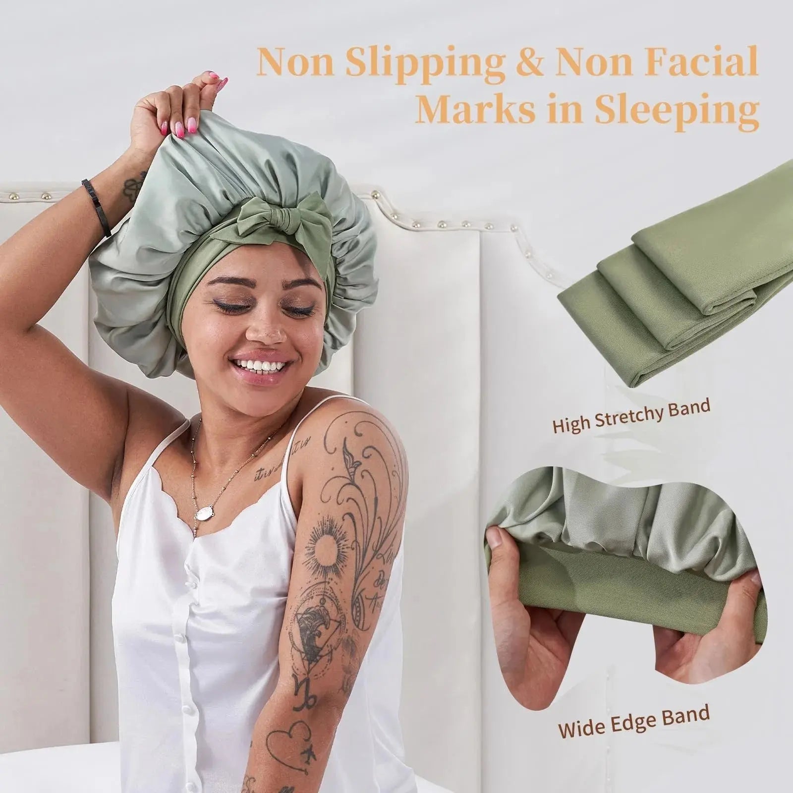 Premium Dual-Layer Hair Wrap with Adjustable Tie Band Anakha H. Nyx