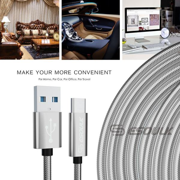 Esoulk Braided Type-C USB Cable (10 Feet)