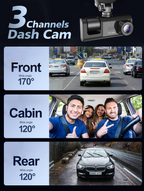 Car Triple Lens Dash Cam HD 1080P