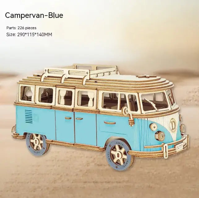 Wooden 3D Camper Blue Anakha H. Nyx