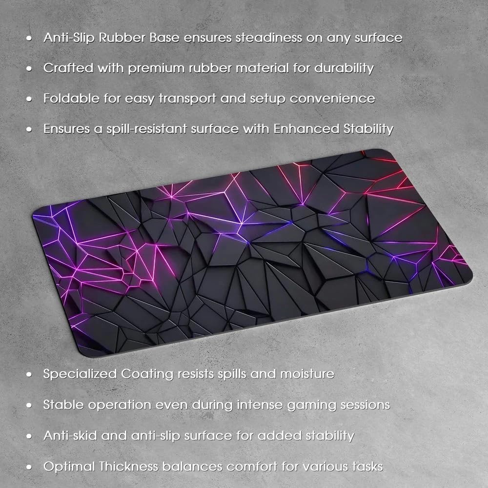 Cyberpunk Neon Polygon Extended Gaming Mouse Pad