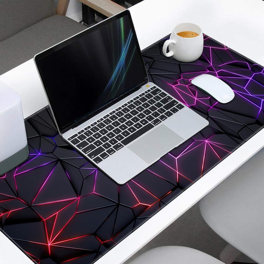 Cyberpunk Neon Polygon Extended Gaming Mouse Pad