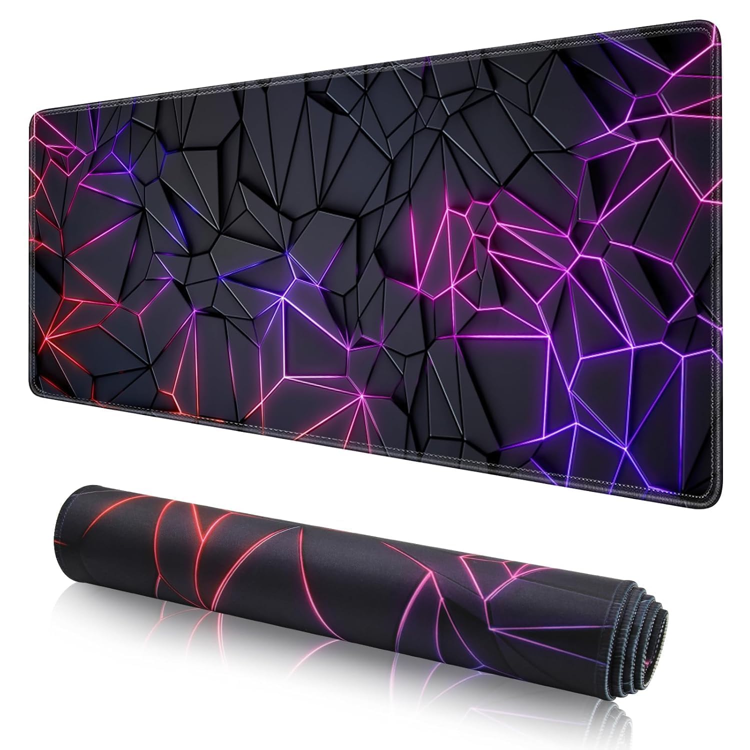 Cyberpunk Neon Polygon Extended Gaming Mouse Pad