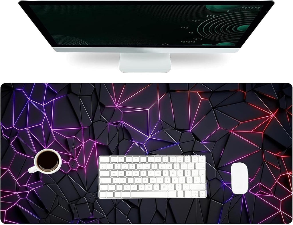 Cyberpunk Neon Polygon Extended Gaming Mouse Pad