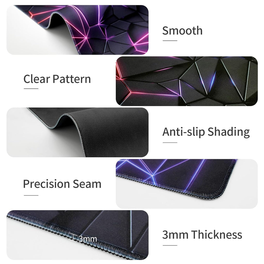 Cyberpunk Neon Polygon Extended Gaming Mouse Pad