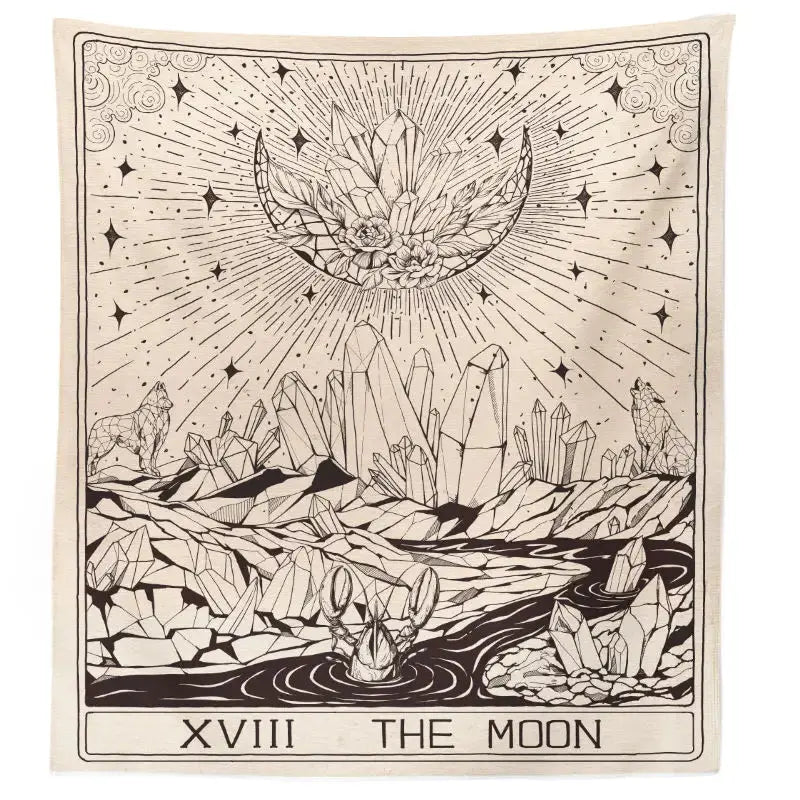 Celestial Tarot Moon Print Tapestry | Mystical Wall Art Decor Anakha H. Nyx