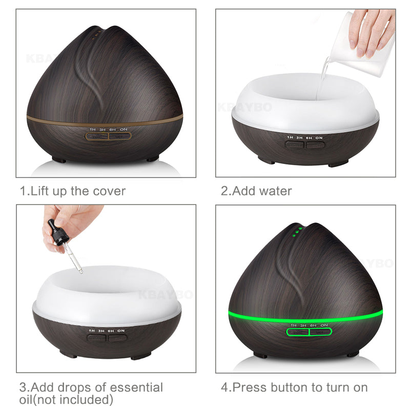 400ml Ultrasonic Essential Oil Diffuser - Faux Wood Cool Mist Humidifier