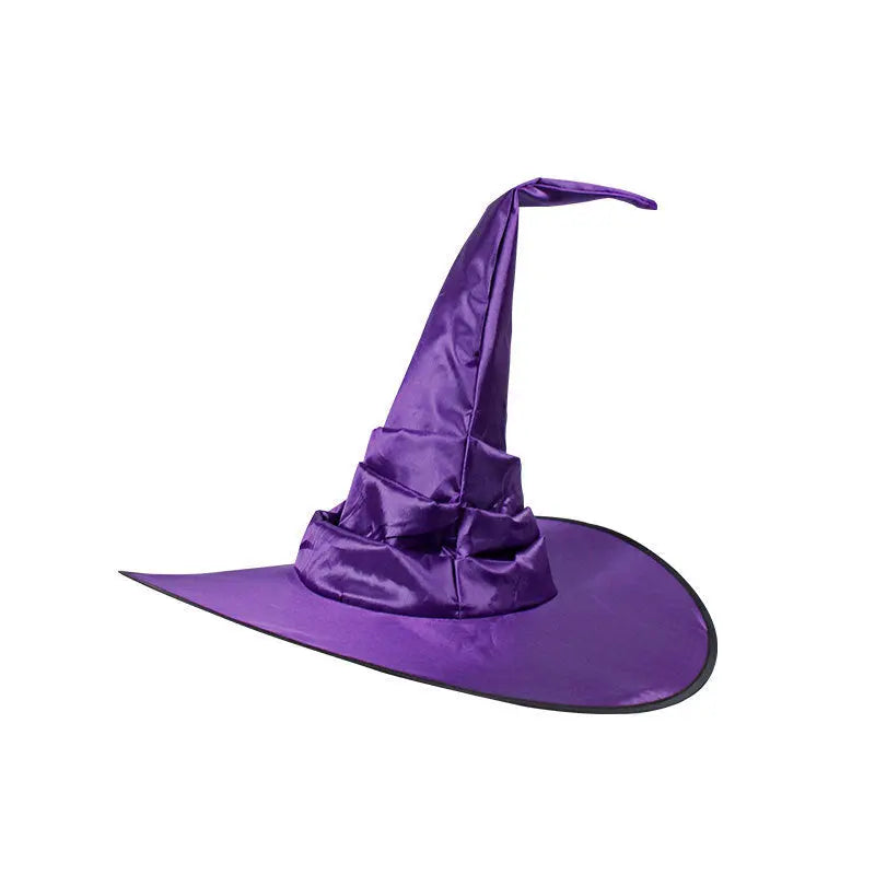 Premium Satin Pleated Witch Hat | Deluxe Ruched Gothic Sorceress Costume Cap Anakha H. Nyx