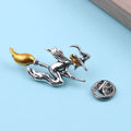 Retro Witch Riding Broom Brooch | Vintage Gothic Enamel Cloak Pin Anakha H. Nyx