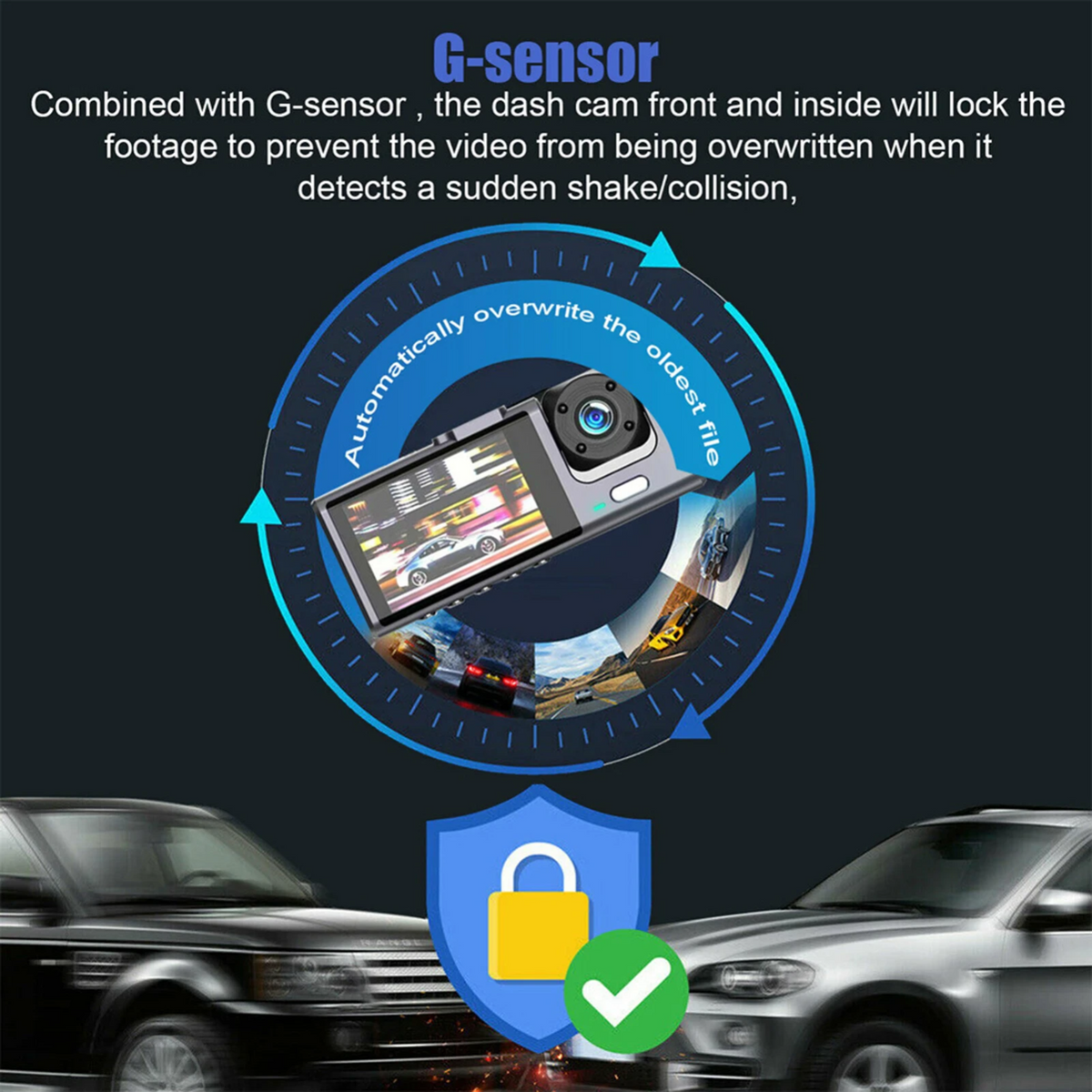 Car Triple Lens Dash Cam HD 1080P