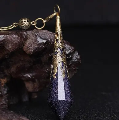 Natural Crystal Pendulum Necklace | Hexagonal Gemstone Divination Jewelry Anakha H. Nyx