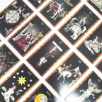 A dense fifteen-card layout showcasing high-contrast characters and figures illuminated against deep pitch-black backdrops.