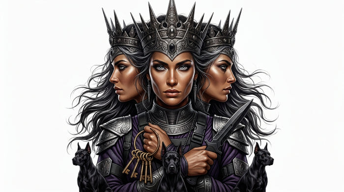 Studio portrait of the avatar Hecate on a solid white background for anakhanyx.shop
