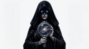 Studio portrait of the avatar Nyx against a minimalist white background for anakhanyx.shop