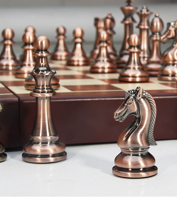 Premium Metal Bronze & Copper Competition Chess Set