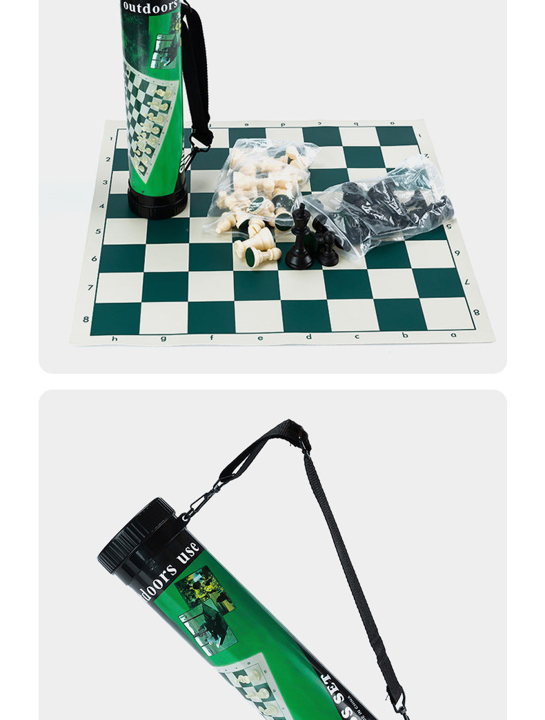 Portable Outdoor Chess Set with Plastic Leather Pieces