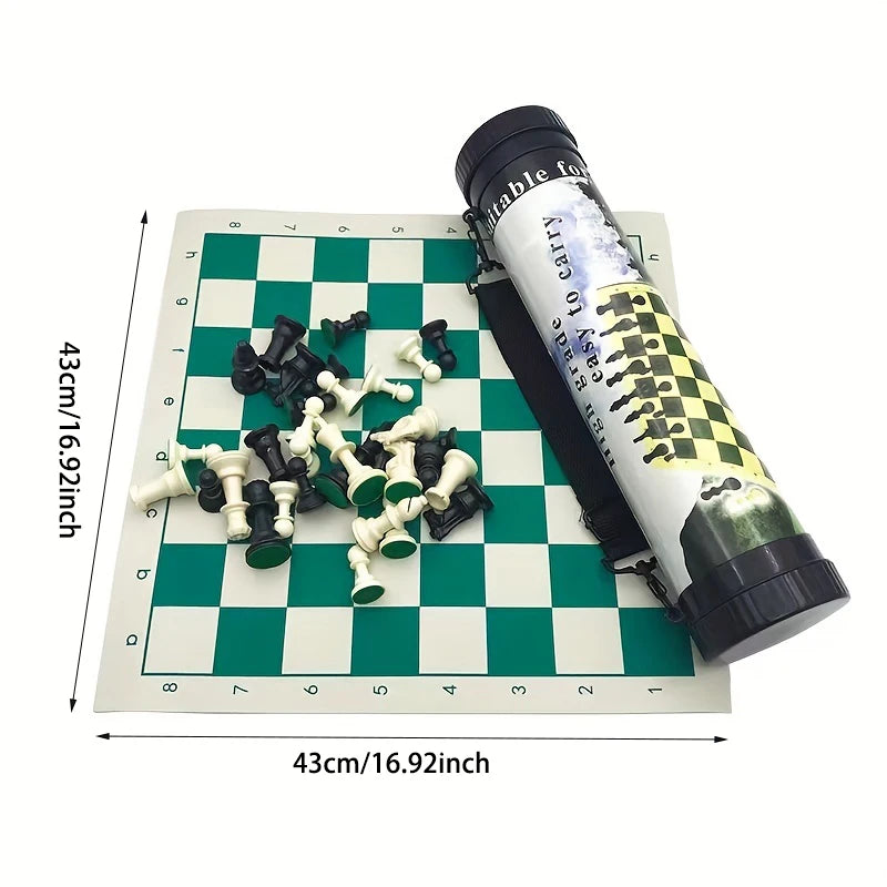 Portable Outdoor Chess Set with Plastic Leather Pieces