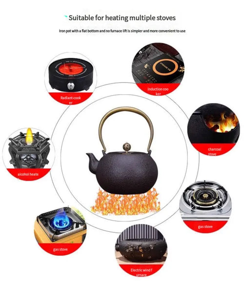 1.2L Authentic Cast Iron Teapot | Uncoated Raw Iron Tetsubin
