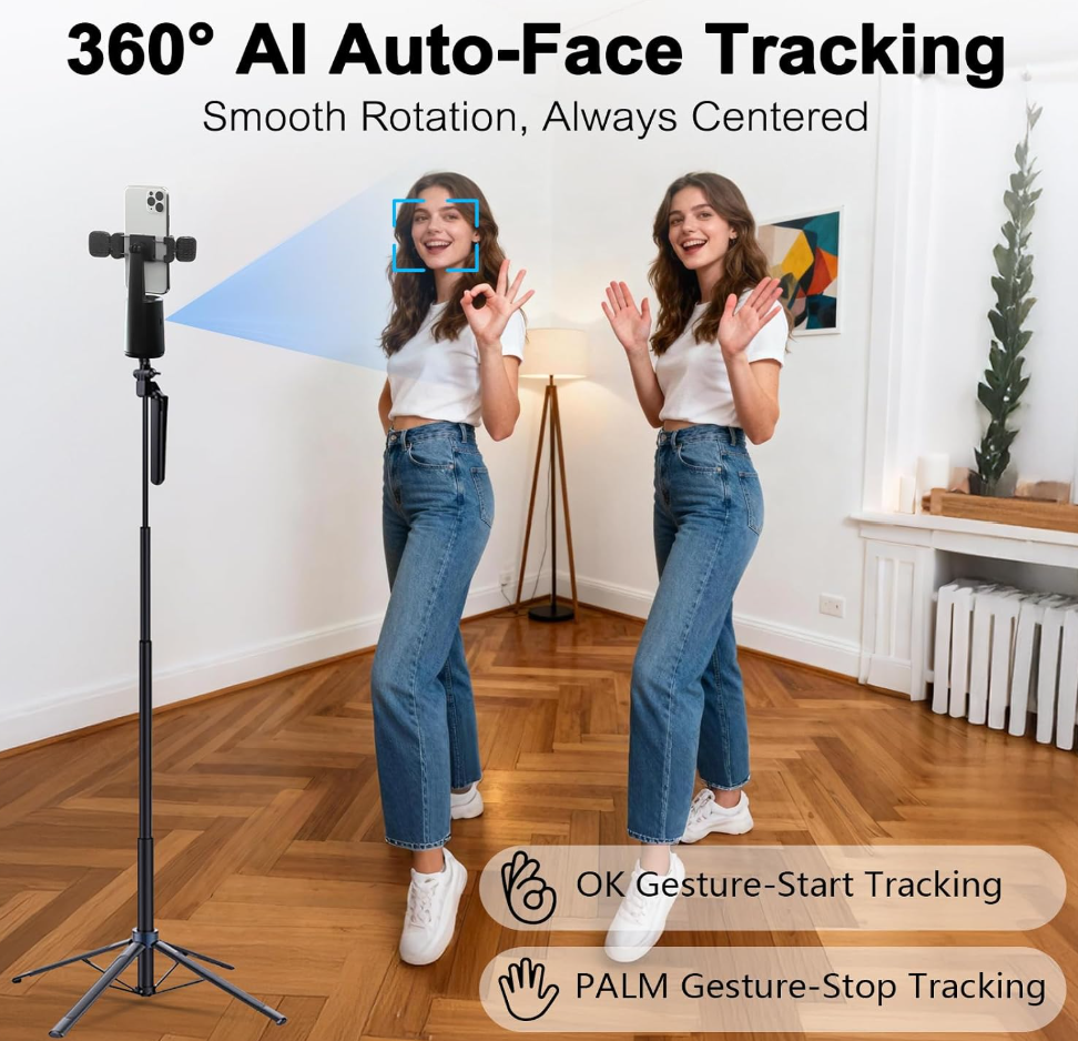 DMYWB Auto Face Tracking Selfie Stick Tripod (Model P01 Pro+H29)