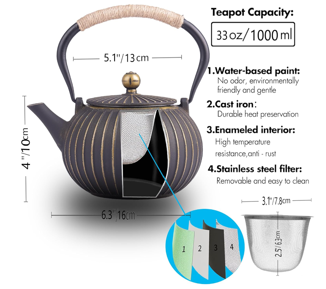 KalraMay Cast Iron Teapot