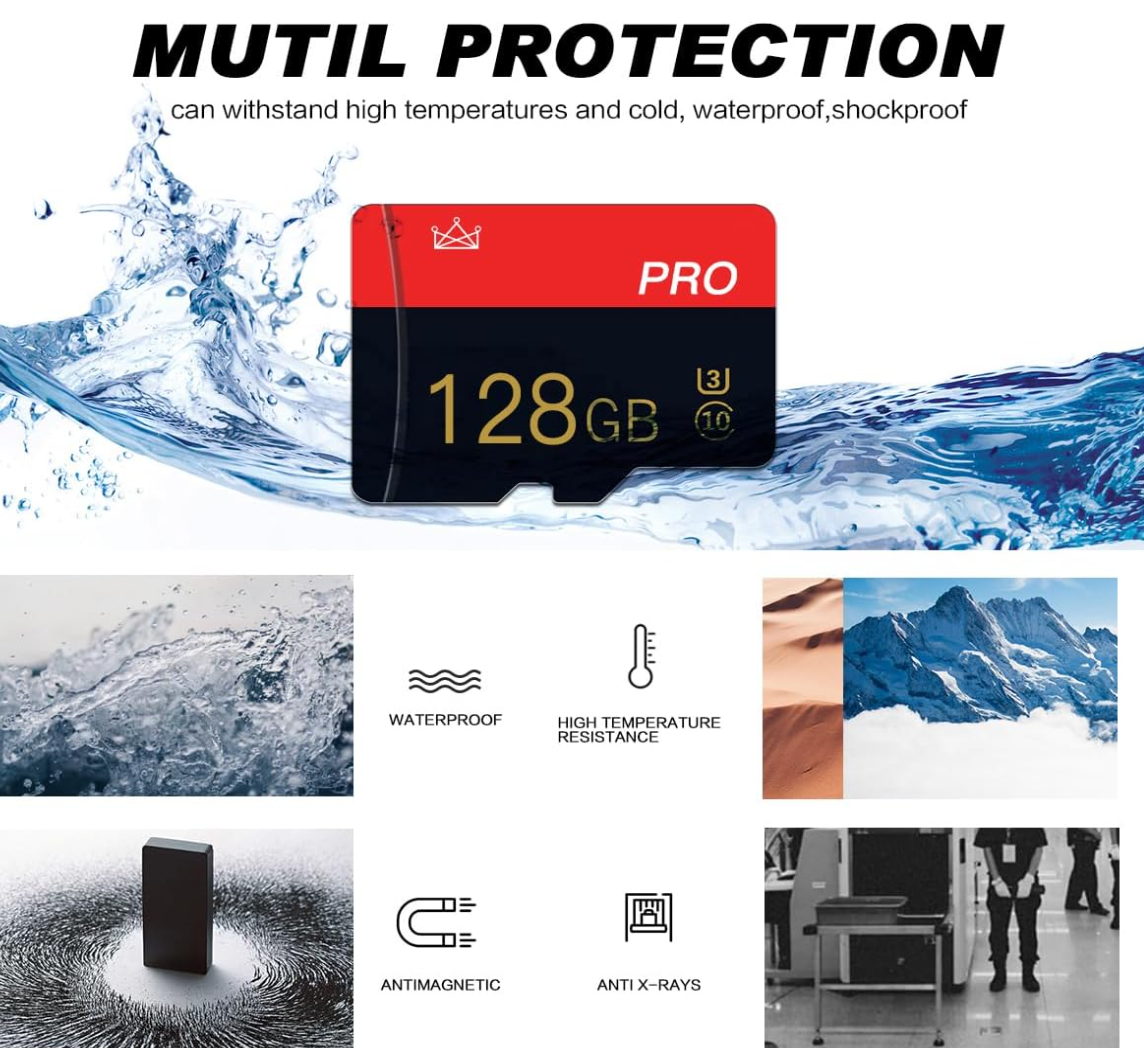 TECKFLARY 2-Pack 128GB Micro SD Class 10 Memory Cards with Adapters