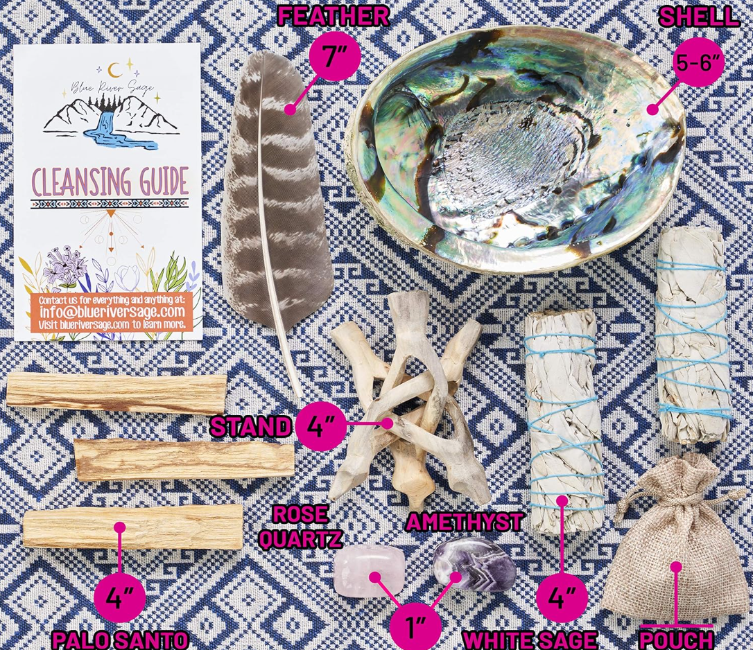 Home Cleansing & Smudging Kit with White Sage & Palo Santo