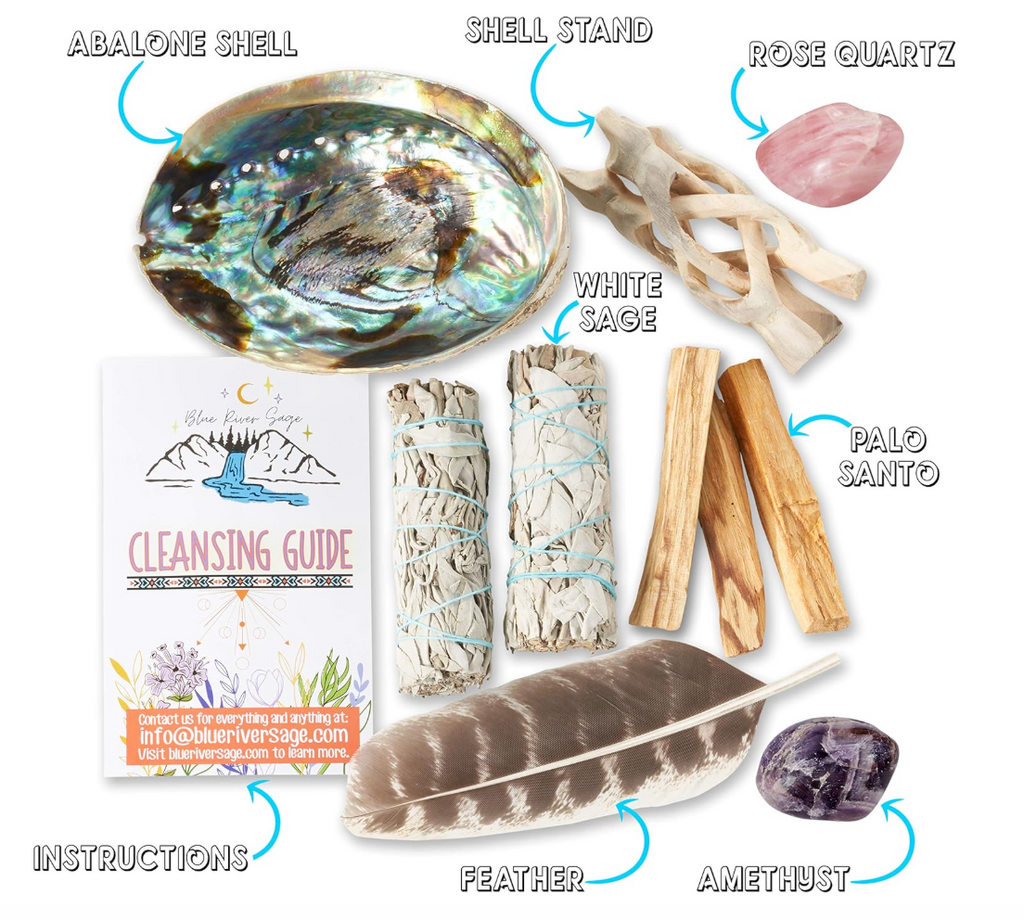 Home Cleansing & Smudging Kit with White Sage & Palo Santo