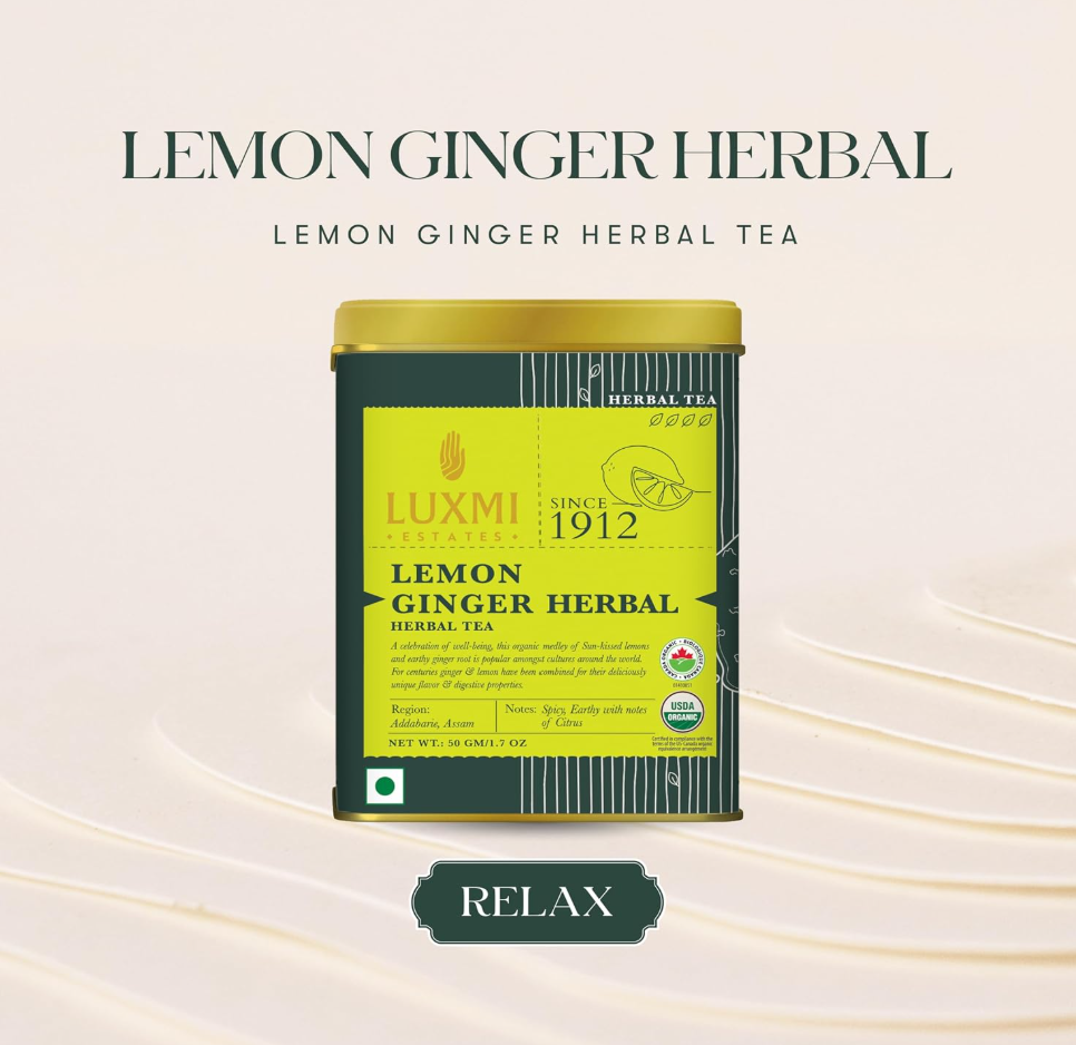 Luxmi Estates Organic Lemon Ginger Tea Tin