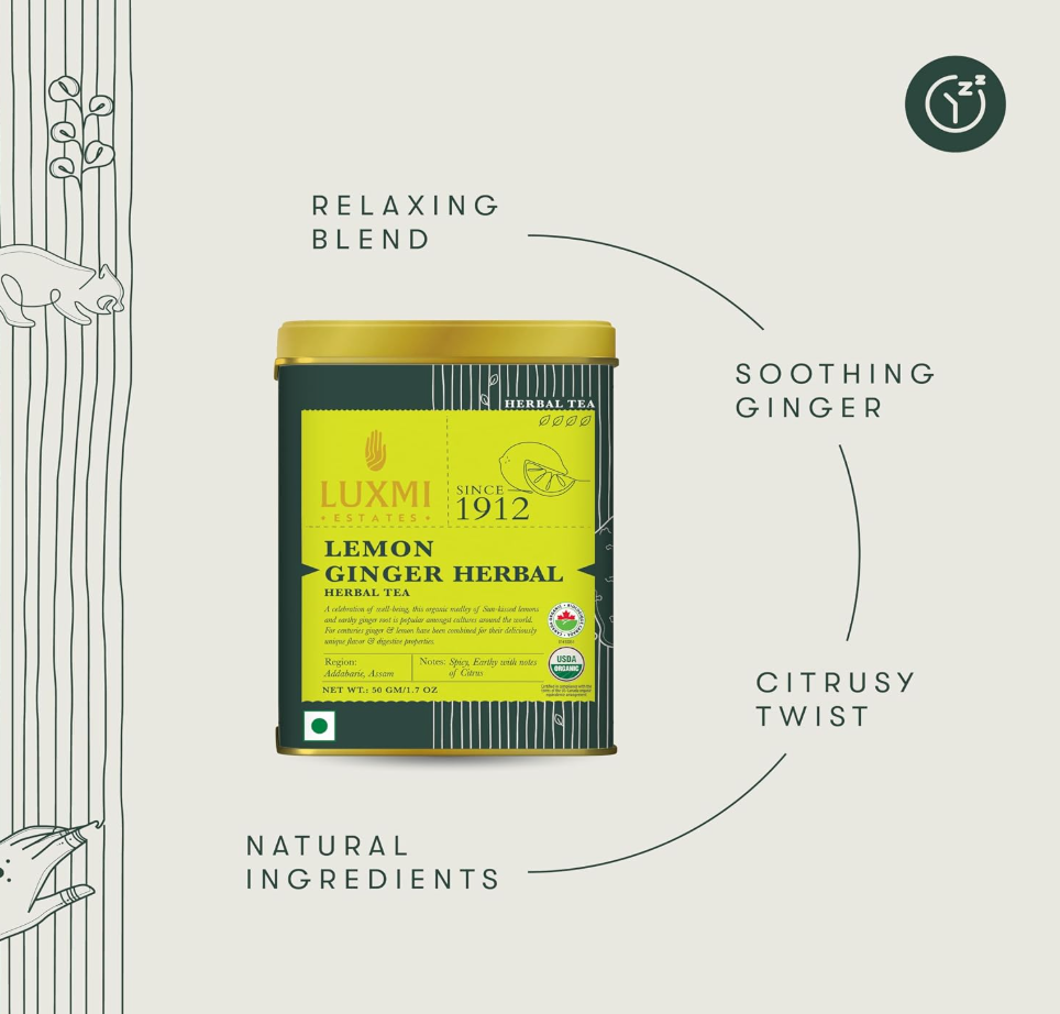 Luxmi Estates Organic Lemon Ginger Tea Tin