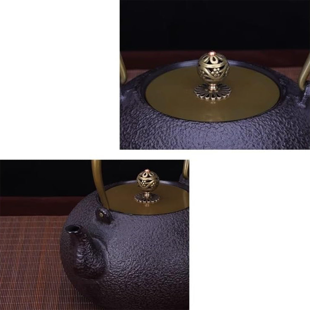 NMGMJQ 1200ml Cast Iron Teapot with Brass Handle | Japanese Tetsubin Kettle