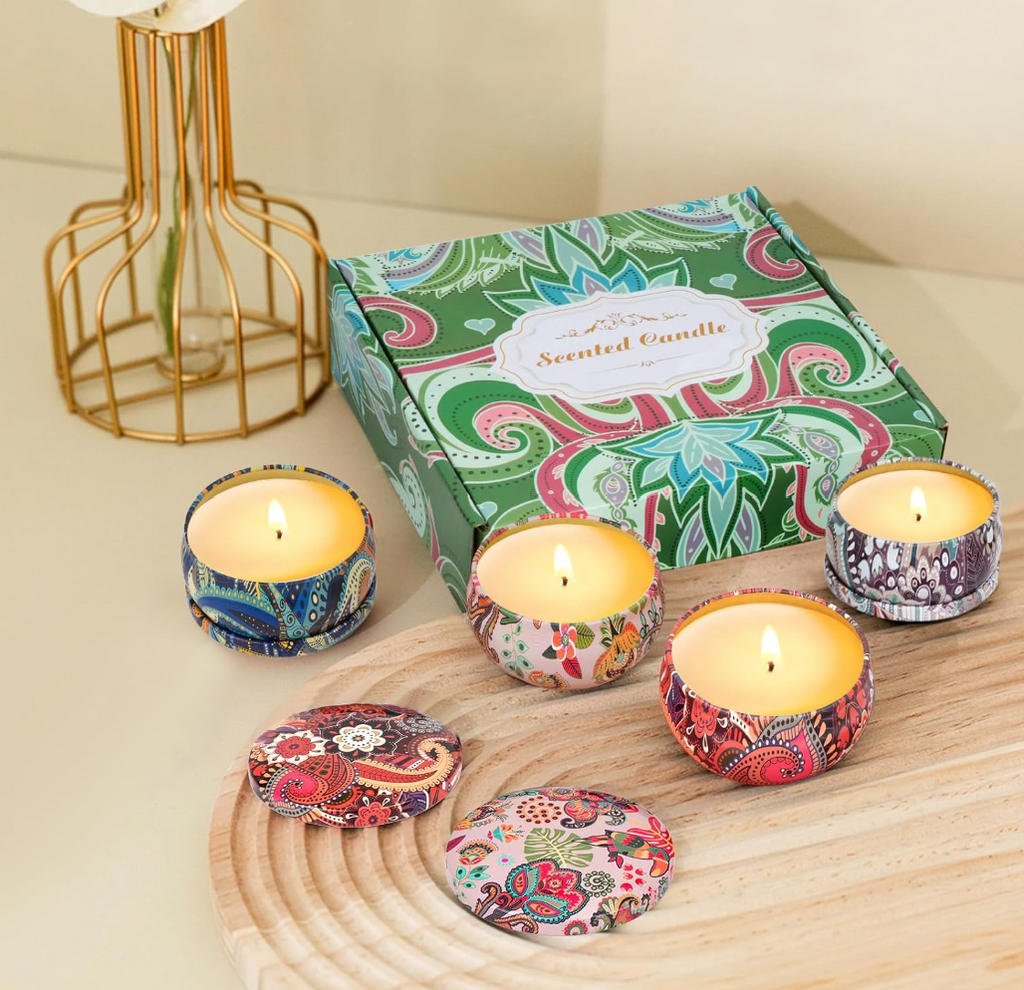Artisanal Aromatherapy Scented Candles Box Set (4-Pack)
