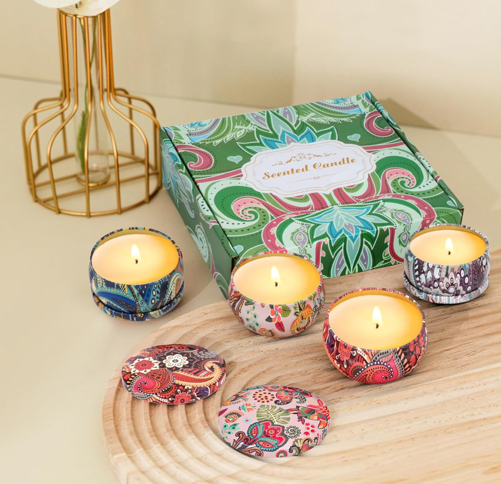 Artisanal Aromatherapy Scented Candles Box Set (4-Pack)
