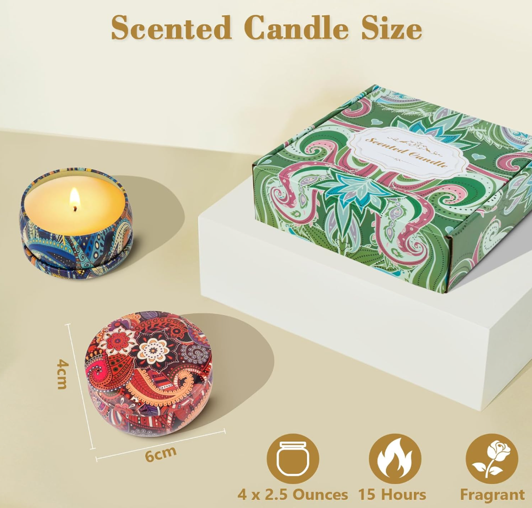 Artisanal Aromatherapy Scented Candles Box Set (4-Pack)