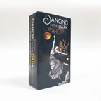 Clean vertical front profile view of the Dancing in the Dark Tarot tuck box against a blank white backdrop.