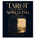 Front cover of Tarot Without Spiraling workbook by Maren Vale featuring elegant gold lettering and celestial artwork.