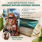 Profile photo text callout for Wild Reflections Tarot human artist Olena Sidenko emphasizing authentic hand-drawn art.