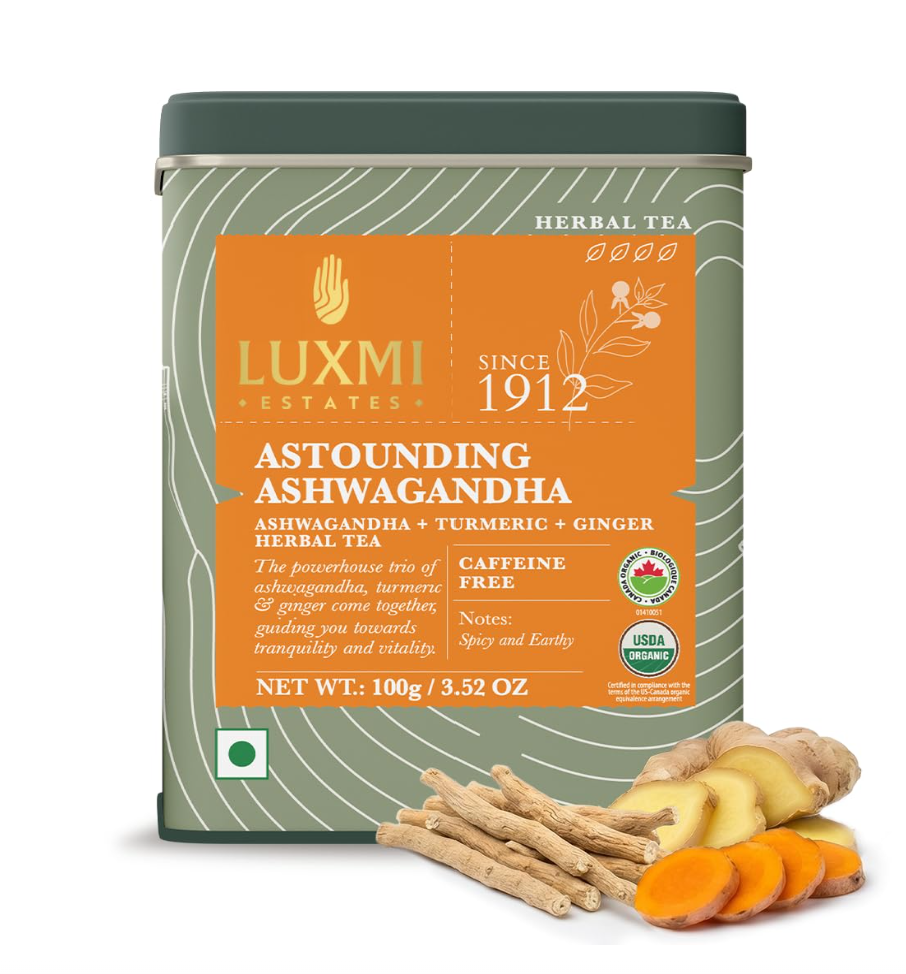 LUXMI Estates Organic Ashwagandha Turmeric Tea
