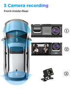 Car Triple Lens Dash Cam HD 1080P