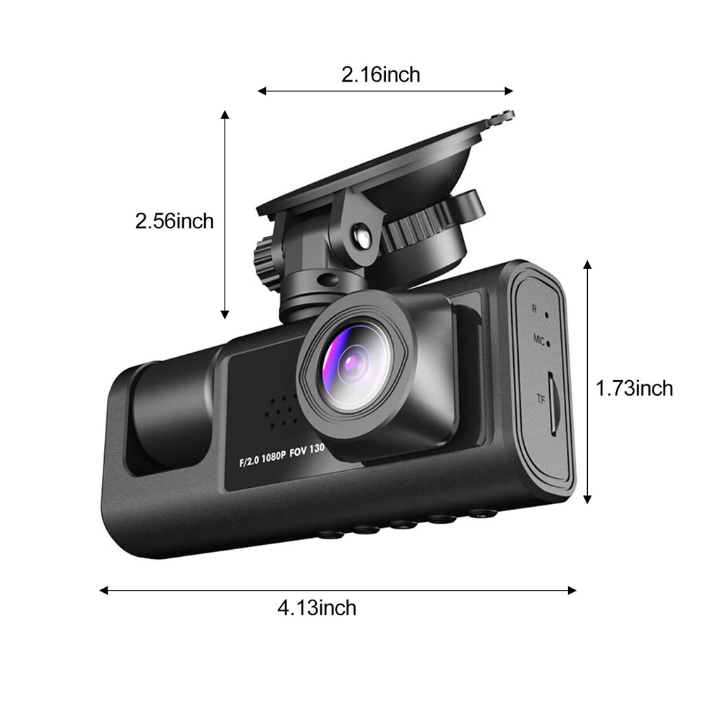 Car Triple Lens Dash Cam HD 1080P