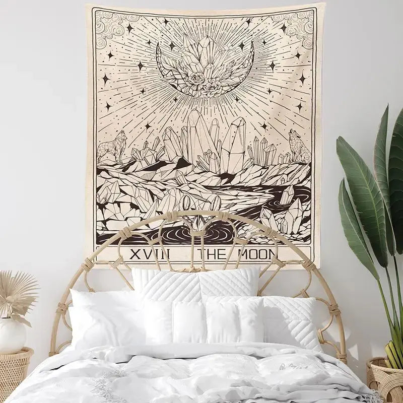 Celestial Tarot Moon Print Tapestry | Mystical Wall Art Decor Anakha H. Nyx