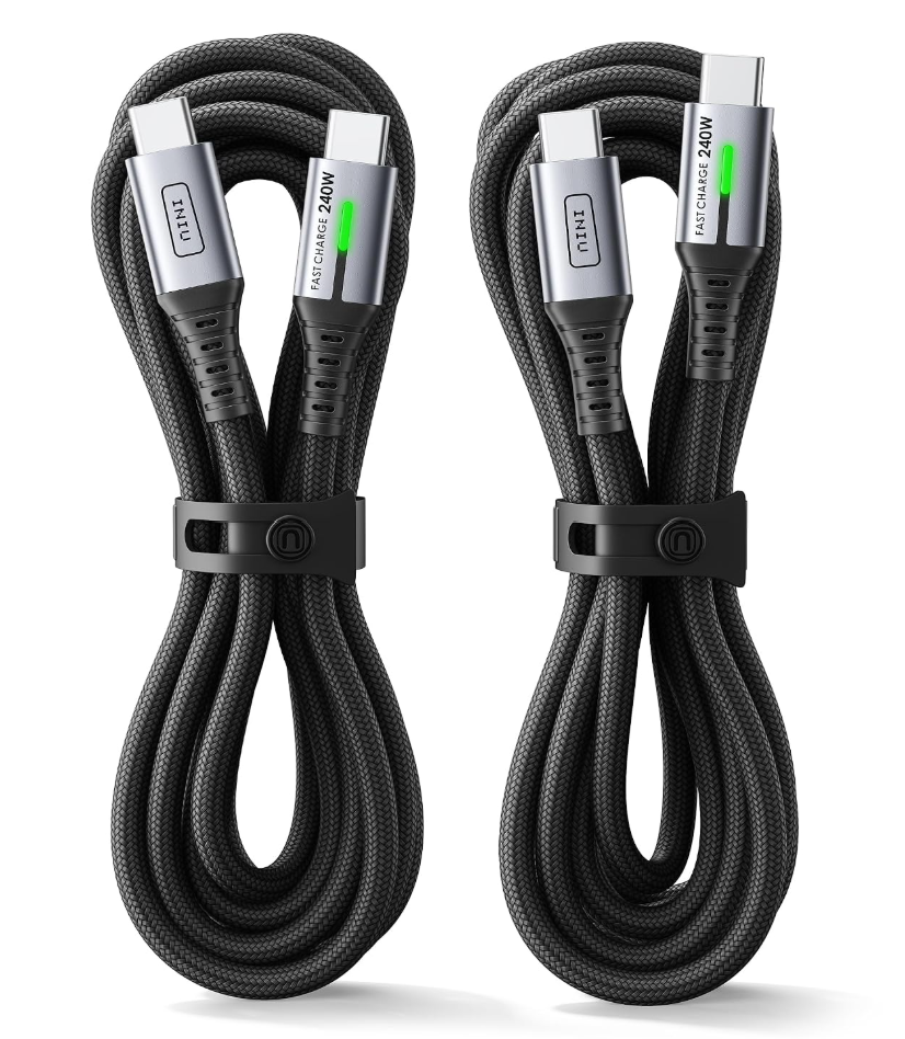 INIU 240W USB-C to USB-C Cable (6.6ft 2-Pack)